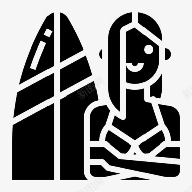 冲浪者人和生活方式填充图标图标