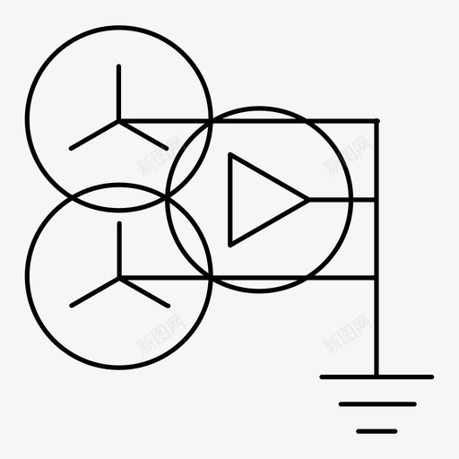 三绕组接地变压器 （星形-星形-三角形连接）svg_新图网 https://ixintu.com 三绕组接地变压器 （星形-星形-三角形连接） sanrzbyq_o