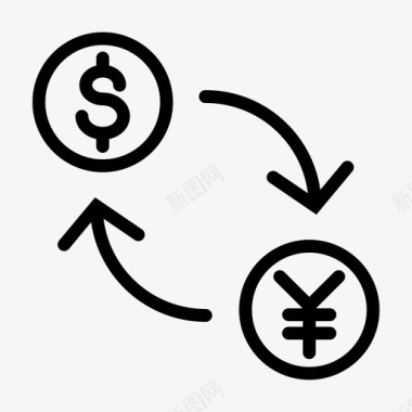 美元对日元兑换货币金融业务图标图标