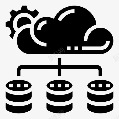 数据库云服务15字形图标图标
