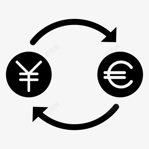 汇率货币兑换欧元图标svg_新图网 https://ixintu.com 兑换 日元 欧元 汇率 货币