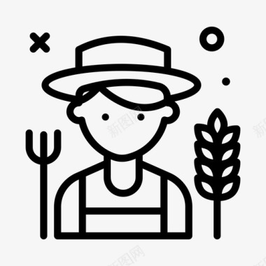 农民男性职业2直系图标图标