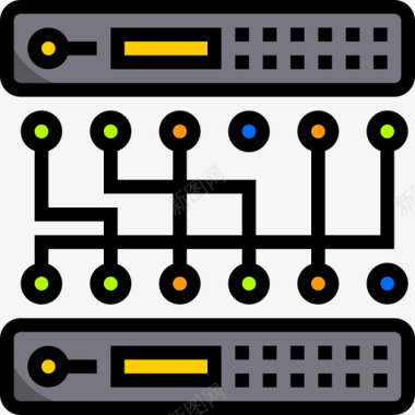 服务器数据和网络管理4线性颜色图标图标