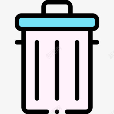 垃圾桶家居用品22线性颜色图标图标