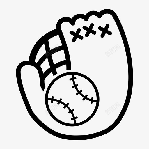 棒球手套接球运动图标svg_新图网 https://ixintu.com 手套 接球 棒球 运动