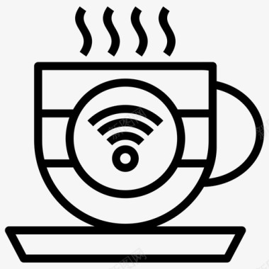 免费wifi咖啡厅咖啡壶图标图标