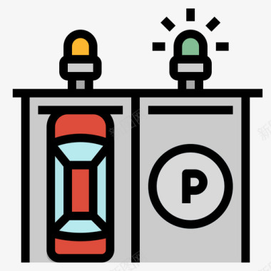 停车场汽车服务5线性颜色图标图标