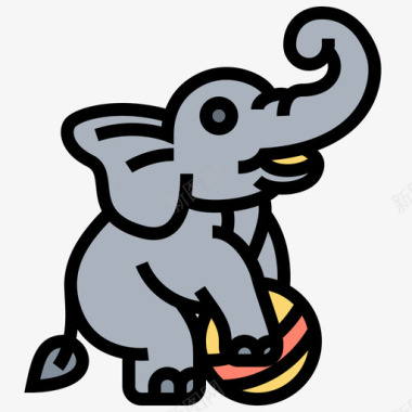 大象马戏团84线性颜色图标图标