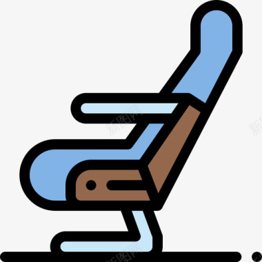 座椅航空24线性颜色图标图标