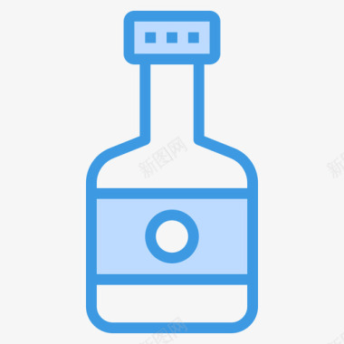 威士忌瓶子和容器5蓝色图标图标
