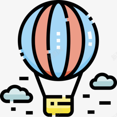 热气球汽车运输5线颜色图标图标