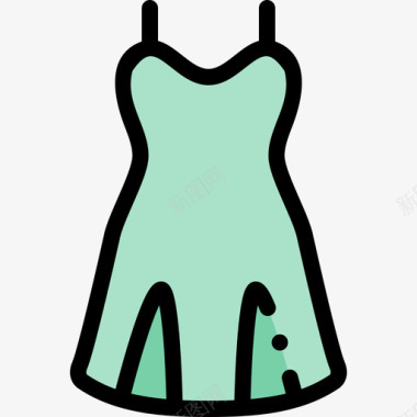 连衣裙时尚22线性颜色图标图标