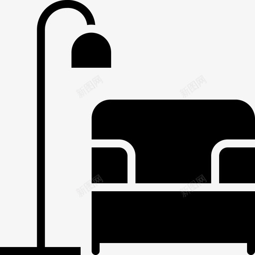 灯和沙发椅子家具图标svg_新图网 https://ixintu.com 家具 家具雕刻 放松角落 椅子 灯和沙发