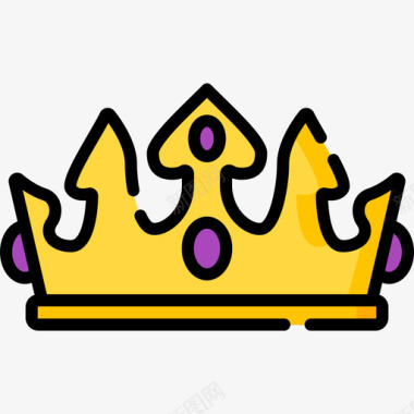 皇冠中世纪51线性颜色图标图标