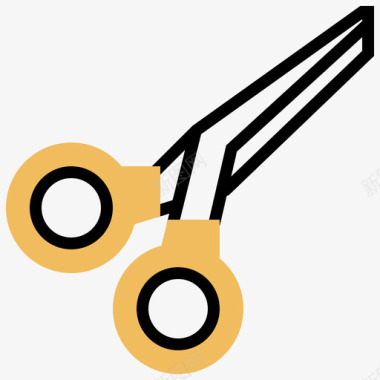 剪刀商务必备11黄色阴影图标图标