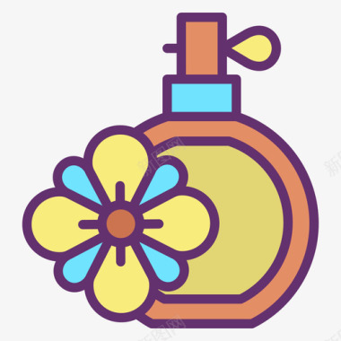 香水美容和水疗12线性颜色图标图标