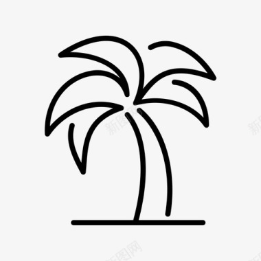 棕榈树海滩海洋图标图标
