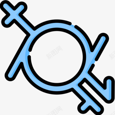 性别流体性别认同1线性颜色图标图标
