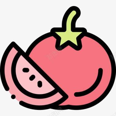 番茄夏季食品和饮料2线性颜色图标图标