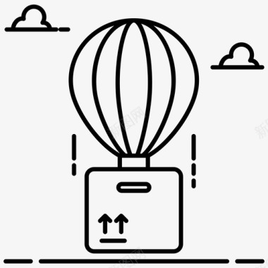 空投热气球降落伞图标图标