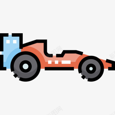 赛车车辆运输5线性颜色图标图标