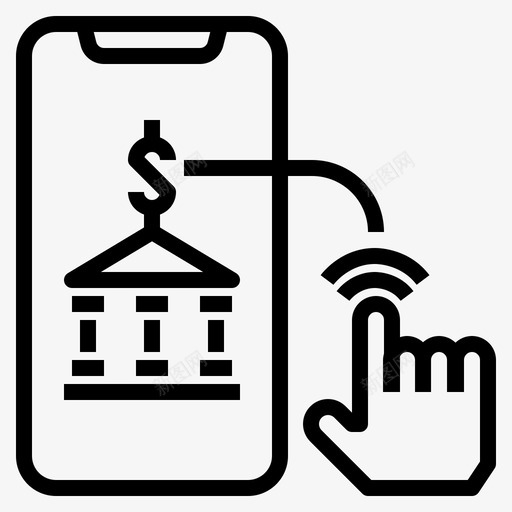 手机银行应用互联网图标svg_新图网 https://ixintu.com 互联网 应用 手机 数字 货币 金融 银行