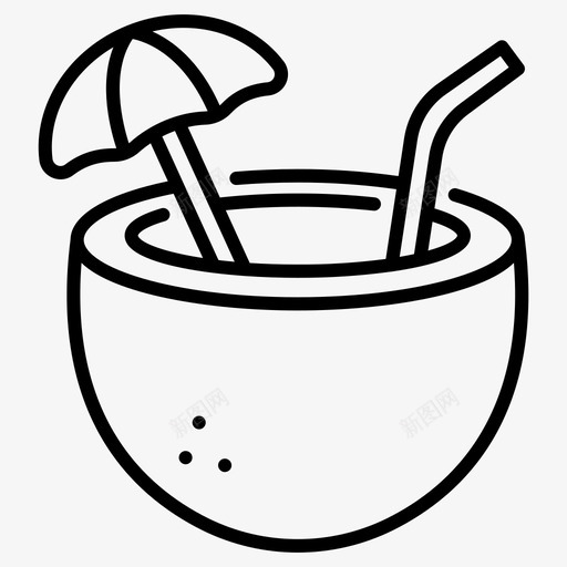 椰子汁饮料水果图标svg_新图网 https://ixintu.com 夏天 暑假 椰子汁 水果 饮料