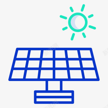 太阳能能量52轮廓颜色图标图标