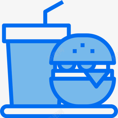 汉堡93号餐厅蓝色图标图标