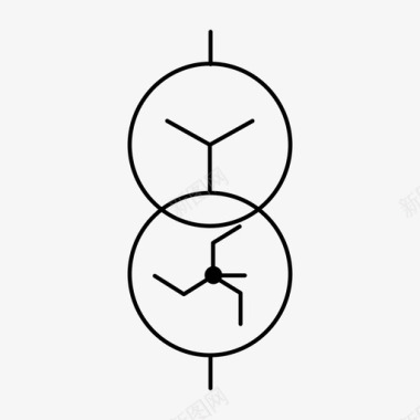 双绕组变压器Yzn （中性点引出 星形-曲折形连接）图标