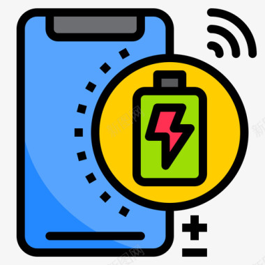电池智能手机30线性颜色图标图标