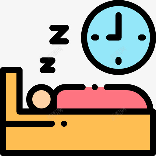 就寝时间时间60线性颜色图标svg_新图网 https://ixintu.com 就寝 时间 线性 颜色