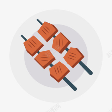 烤肉串食物和饮料29平图标图标