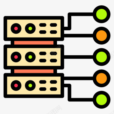 网络网络和数据库3线性颜色图标图标