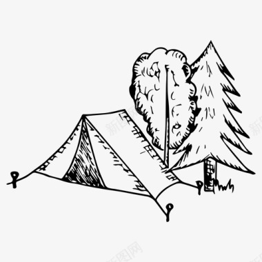 露营森林自然图标图标