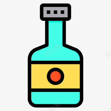 威士忌瓶子和容器4线性颜色图标图标