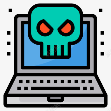 黑客电脑和笔记本电脑5线性颜色图标图标