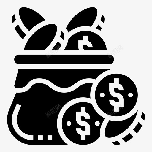 钱包硬币图标svg_新图网 https://ixintu.com 储蓄 储蓄和投资glyph1 包 堆 硬币 钱