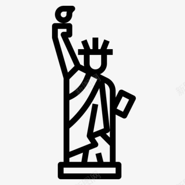 自由女神像25号地标直线型图标图标