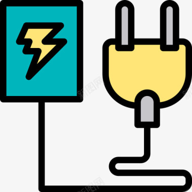 插头电源能量6线颜色图标图标