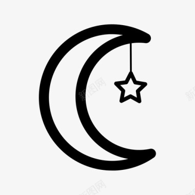 月亮和星星夜晚斋月图标图标