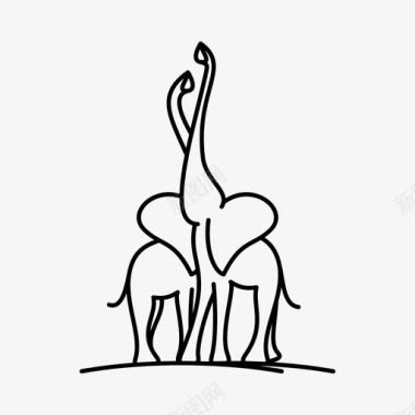 一对大象艺术家庭图标图标