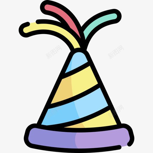 派对帽115岁生日线性颜色图标svg_新图网 https://ixintu.com 115岁生日 派对帽 线性颜色