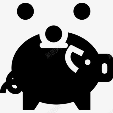 小猪和硬币钱储蓄图标图标