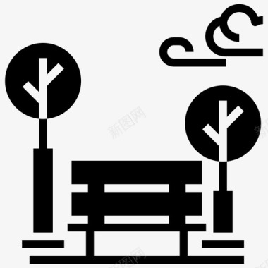 城市公园长凳花园图标图标