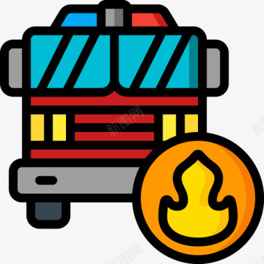 消防车救援与响应2线性颜色图标图标