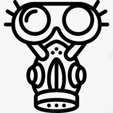 防毒面具蒸汽朋克线性图标图标
