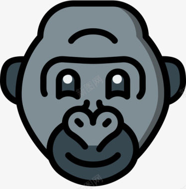 大猩猩动物园24线性颜色图标图标