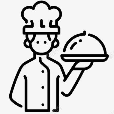 厨师和食物烹饪盘子图标图标