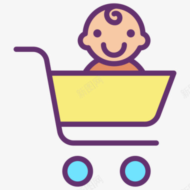购物车婴儿119线性颜色图标图标